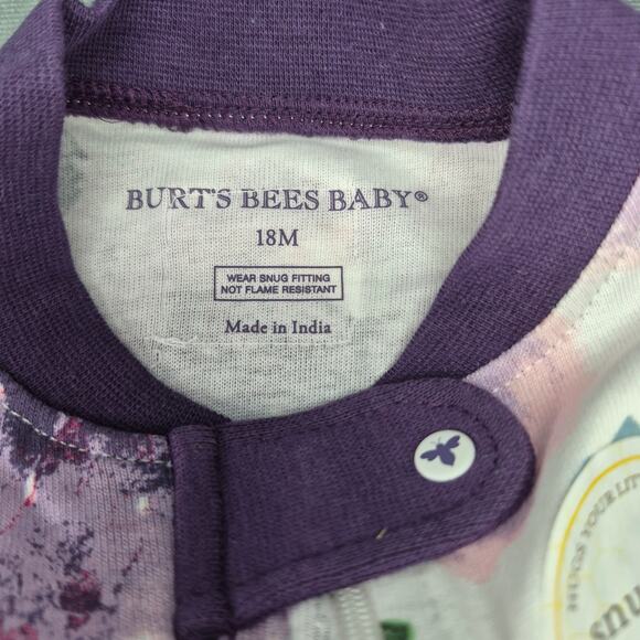 Burts Bees Baby Organic Cotton Baby One Piece Sleeper Floral Multi-Color 18M - Picture 6 of 8